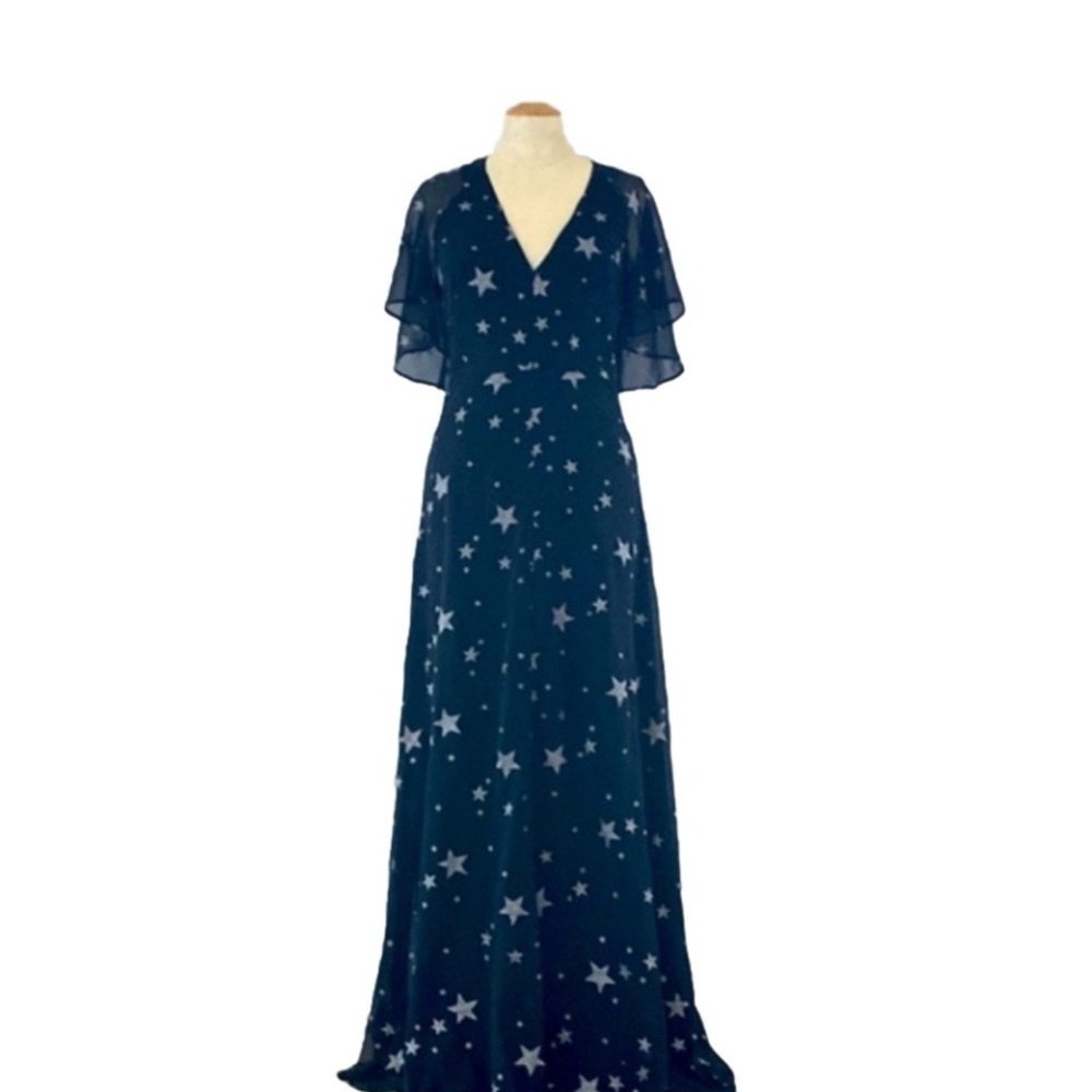 ASOS Navy Star Print Maxi Prom Dress